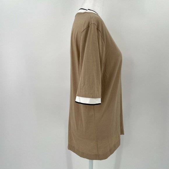 ARKET Merino Wool T Shirt Top Short Sleeve Beige Brown size Medium - Picture 3 of 11